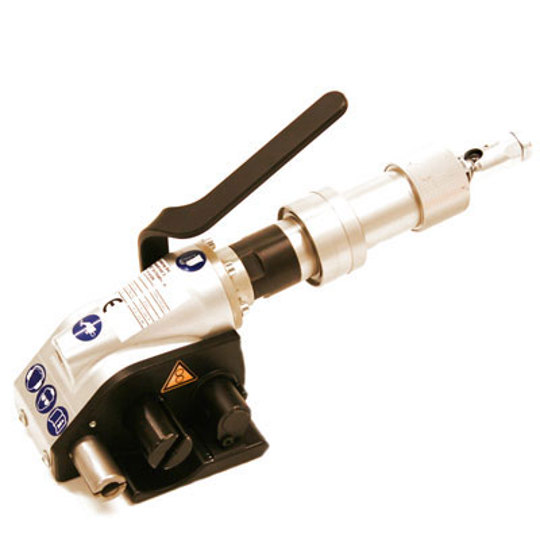 Cordstrap pneumatic tensioner to apply high tension on polyester strapping products.